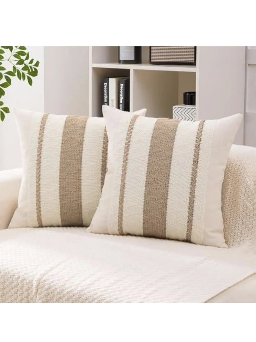 Hittun Boho Throw Pillow Covers Set of 2 Linen Farmhouse Pillow Covers 18x18